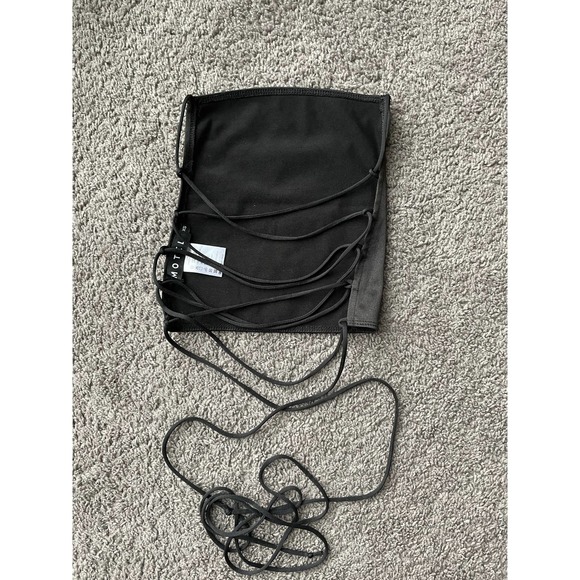 Motel Ozca black strappy open back satin crop top, XS - Picture 4 of 11